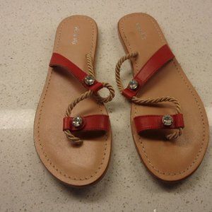 Vis a Vis Red Leather, Rhinestone, Satin Flips 10